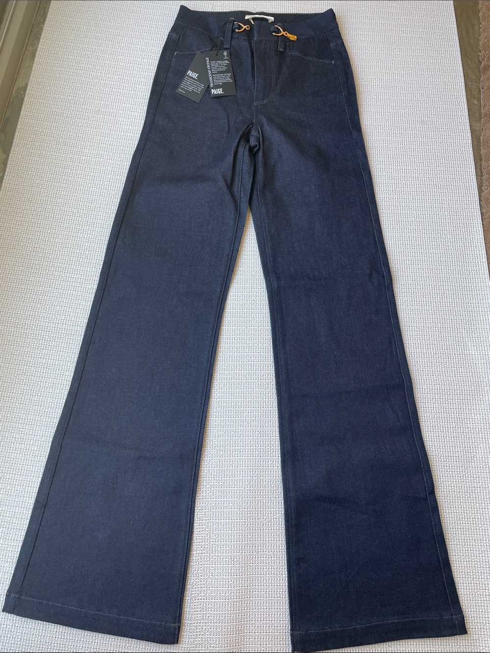 PAIGE Leenah Slim Wide Leg High-Rise Jeans in Dark Blue Denim- SZ 24 -NWT